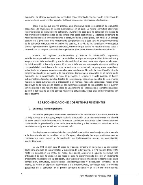 Perfil Migratorio de Paraguay 2011 - Ministerio de Agricultura y ...