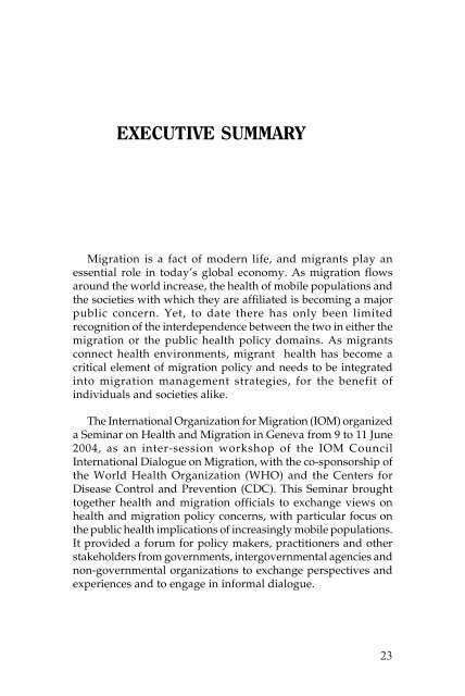 Health and Migration - IOM Publications - International Organization ...