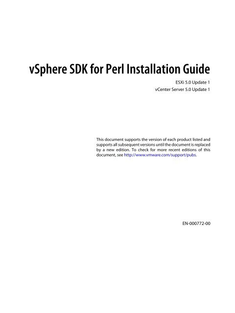 vSphere SDK for Perl Installation Guide - Documentation - VMware