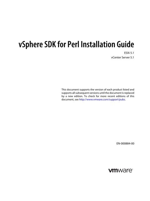 vSphere SDK for Perl Installation Guide - Documentation - VMware