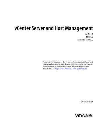 vCenter Server and Host Management - Documentation - VMware