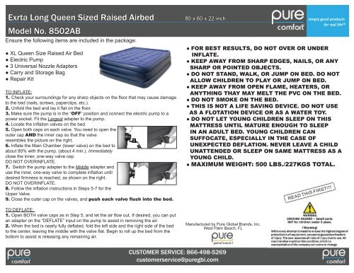 8502AB Extra-Long Queen Size Raised Air Bed - pure global ...
