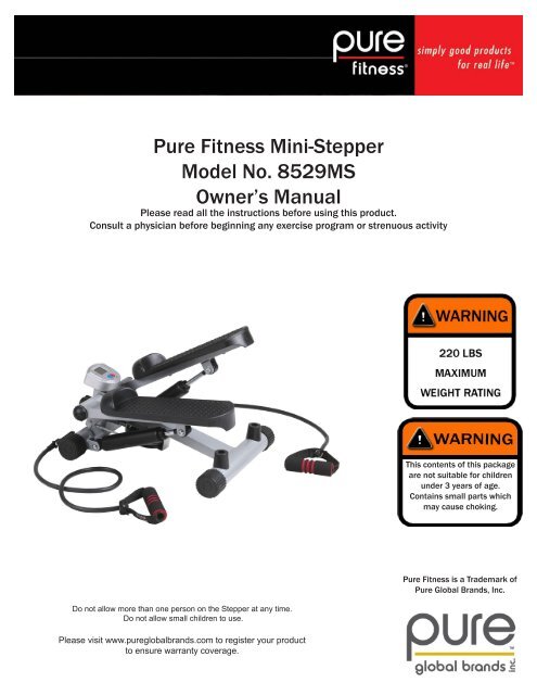 Pure Fitness Mini-Stepper Model No. 8529MS Owner's Manual