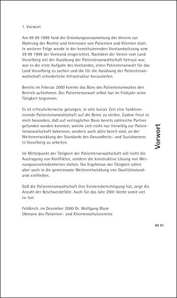 V orwort - Patientenanwaltschaft für das Land Vorarlberg