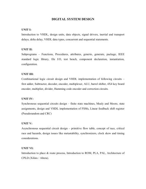 DIGITAL SYSTEM DESIGN