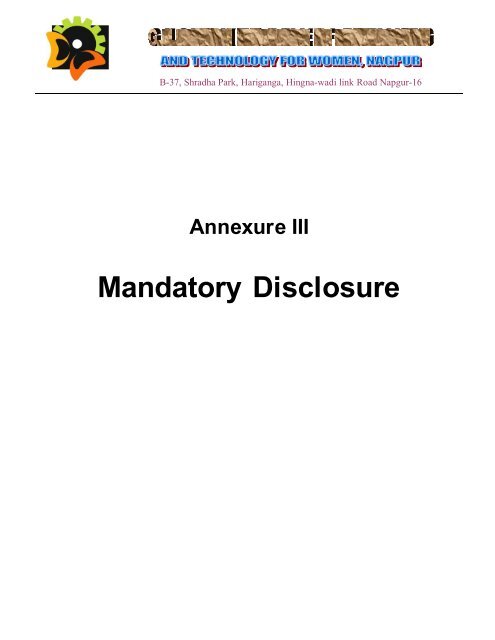 Mandatory Disclosure - Raisoni