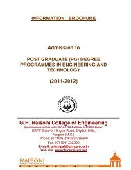 Admission to (2011-2012) G.H. Raisoni College of Engineering