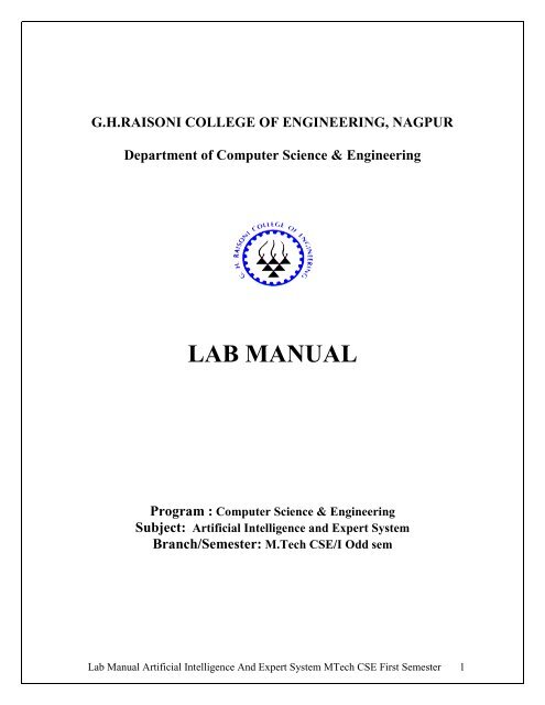 LAB MANUAL - GH Raisoni College Of Engineering - Raisoni