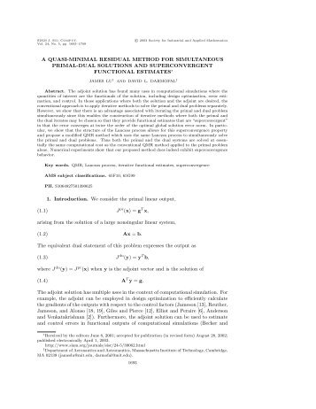 A QUASI-MINIMAL RESIDUAL METHOD FOR ... - SIAM Journals