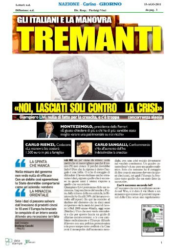 Intervista a Giampiero Livi - Tremanti - "Noi, lasciati soli contro la crisi"