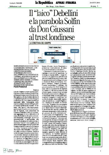 Debellini e la parabola Solfin da Don Giussani al trust londinese