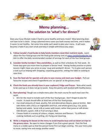meal planning menu grocery list stanislaus network of care