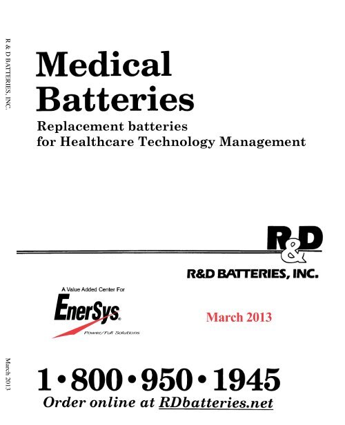 Download our 2013 Catalog! - R&amp;D Batteries, Inc.