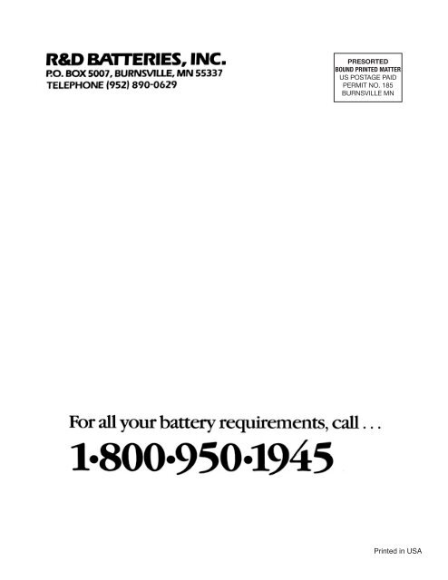 January 2012 - R&D Batteries, Inc.