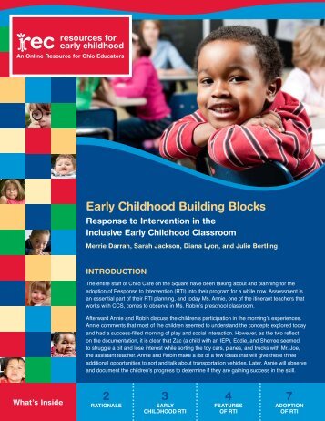 Response to Intervention in the Inclusive Early Childhood Classroom