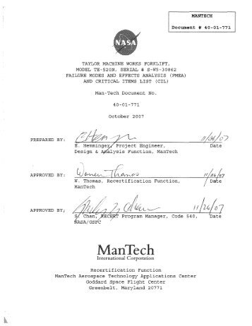 TAYLOR MACHINE WORKS Forklift, Model TE-520N, Serial - NASA