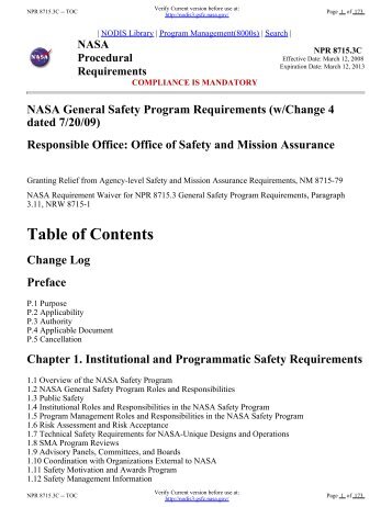 NPR 8715.3C NASA General Safety Program Requirements