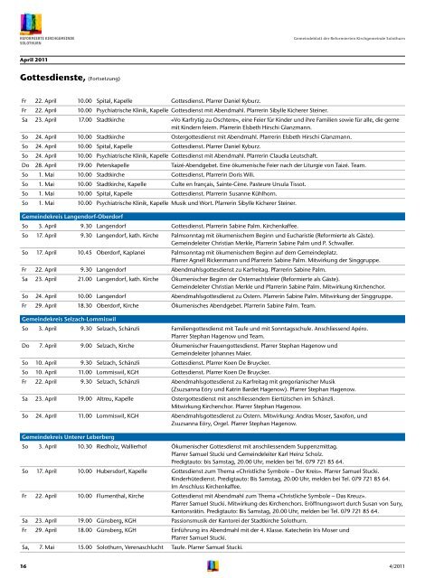 Gemeindeblatt - Reformierte Kirchgemeinde Solothurn