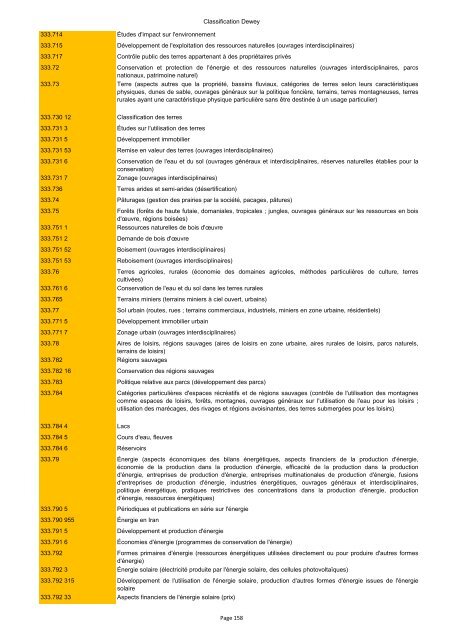 Classification de Dewey - Regnat