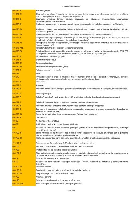 Classification de Dewey - Regnat