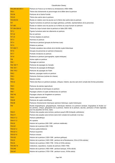 Classification de Dewey - Regnat