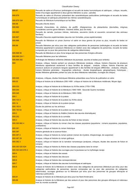 Classification de Dewey - Regnat