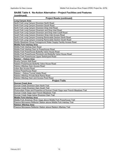 FERC Project No. 2079 - PCWA Middle Fork American River Project ...