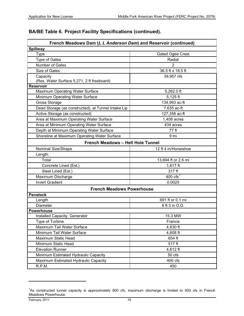 FERC Project No. 2079 - PCWA Middle Fork American River Project ...