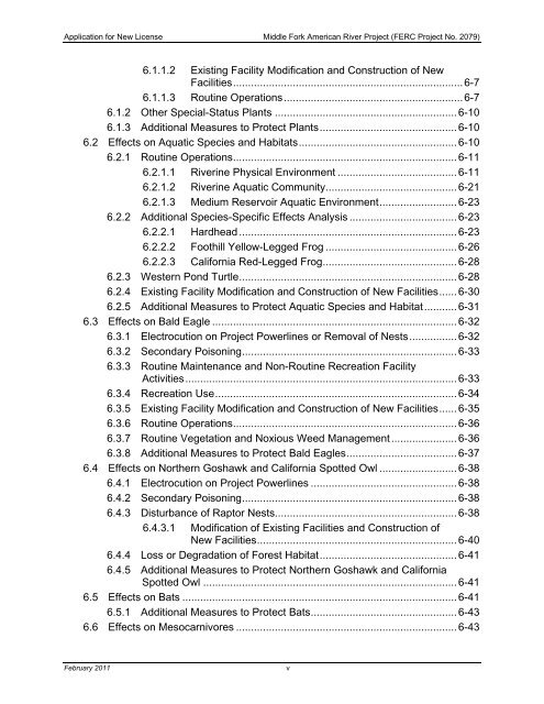 FERC Project No. 2079 - PCWA Middle Fork American River Project ...