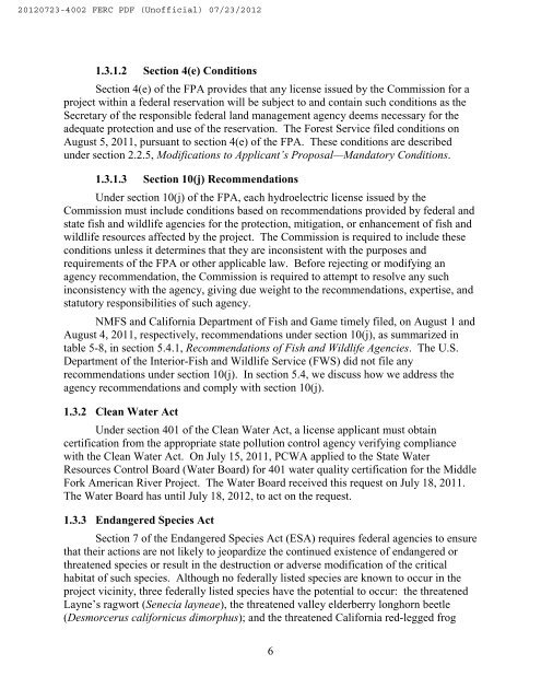 Draft EIS_072312.pdf - Middle Fork American River Project ...