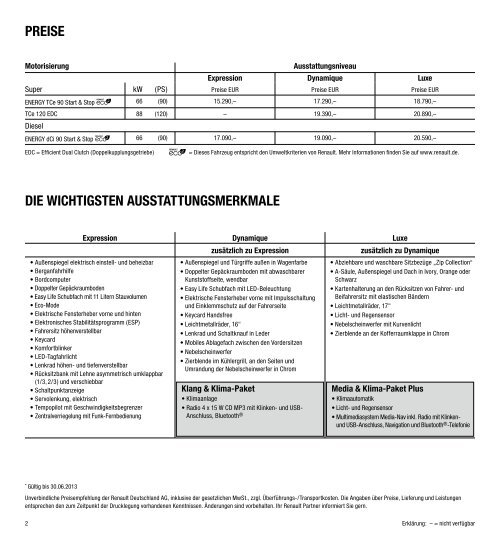 Preisliste - Renault Preislisten