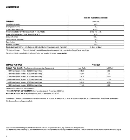 Der renault Fluence Ze Preise unD ausstattungen - Renault Preislisten