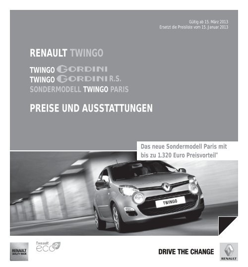 renault twingo preise und ausstattungen - Renault Preislisten