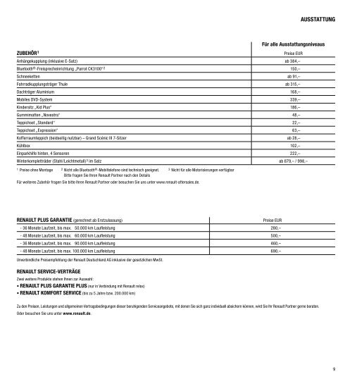 Renault SCénIC und GRand SCénIC PReISe und auSStattunGen