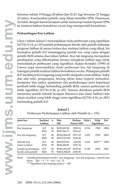 PROGRAM LATIHAN KEMAHIRAN: PERBANDINGAN KOS ...