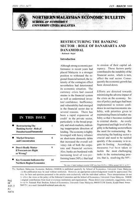 restructuring the banking sector : role of danaharta and danamodal