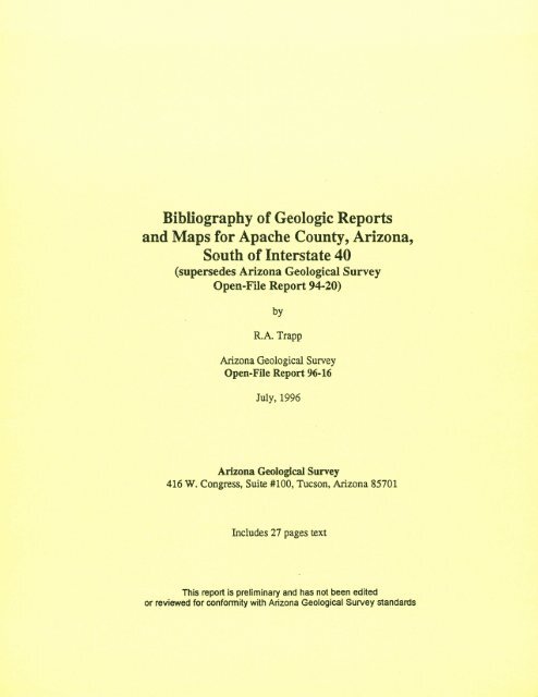 Bibliography of Geologic Reports and Maps for Apache County ...