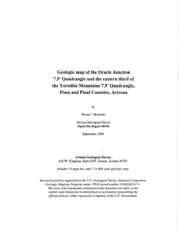 Geologic map of the Oracle Junction 7.5 - AZGS Document Repository
