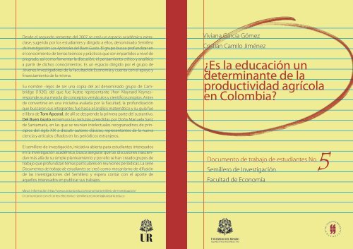 ¿Es la educación un determinante de la productividad agrícola en ...
