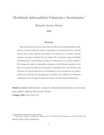 Modelando Informalidad Voluntaria e Involuntaria