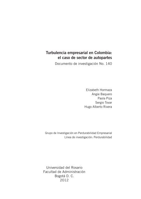 Turbulencia empresarial en Colombia: el caso de sector de autopartes