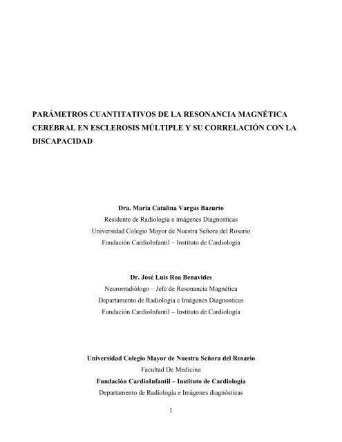 parámetros cuantitativos de la resonancia magnética cerebral en ...