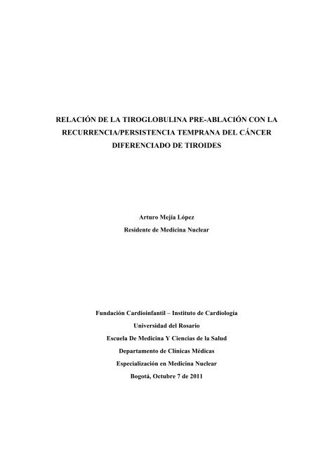 relación de la tiroglobulina pre-ablación con la recurrencia ...