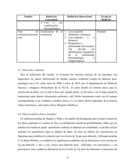 relación de la tiroglobulina pre-ablación con la recurrencia ...