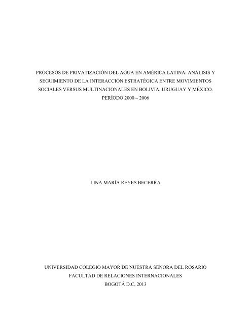 procesos de privatización del agua en américa latina: análisis y ...