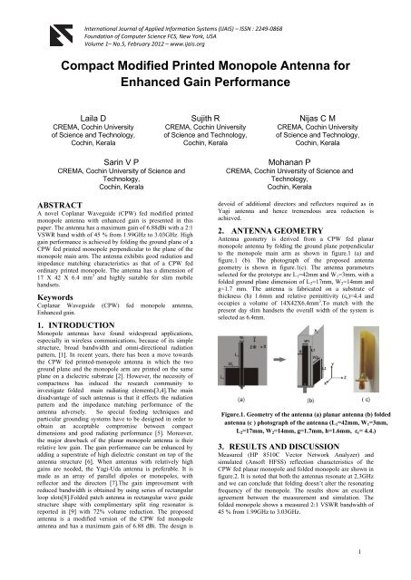 Compact Modified Printed Monopole Antenna for Enhanced Gain ...