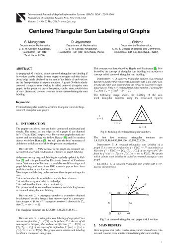 Centered Triangular Sum Labeling of Graphs - International Journal ...