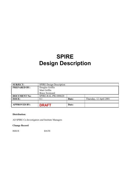 SPIRE Design Description - Research Services