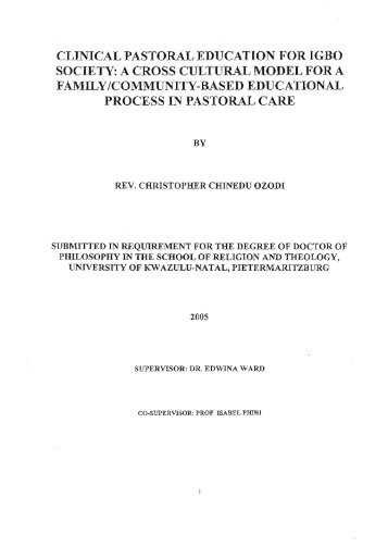 clinical pastoral education for igbo society: a cross cultural model for ...