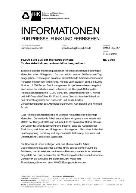 Informationen der Diergardt-Stiftung - Arbeitslosenzentrum ...